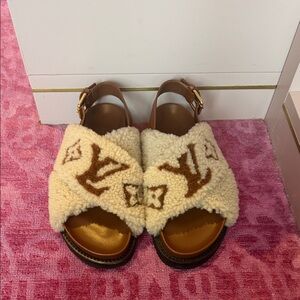 Louis Vuitton Paseo Shearling Sandals